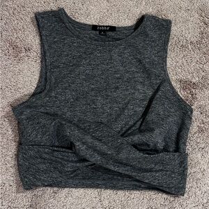 Zobha Gray Sleeveless Crop Tank Top